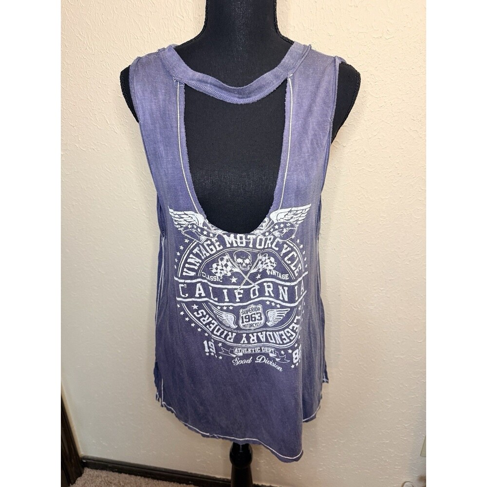 Emory Park Deep V Moto Festival Boho Burning Man Women’s Small Biker Tank